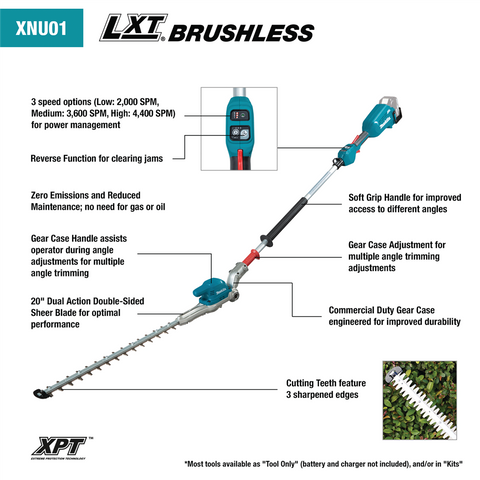18V LXT Lithium-Ion Brushless Cordless 20" Articulating Pole Hedge Trimmer Kit (5.0Ah) - Ace Tool Group - Makita