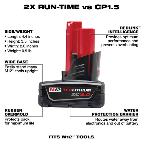 Milwaukee 48-11-2412 M12 REDLITHIUM XC Battery 2pk