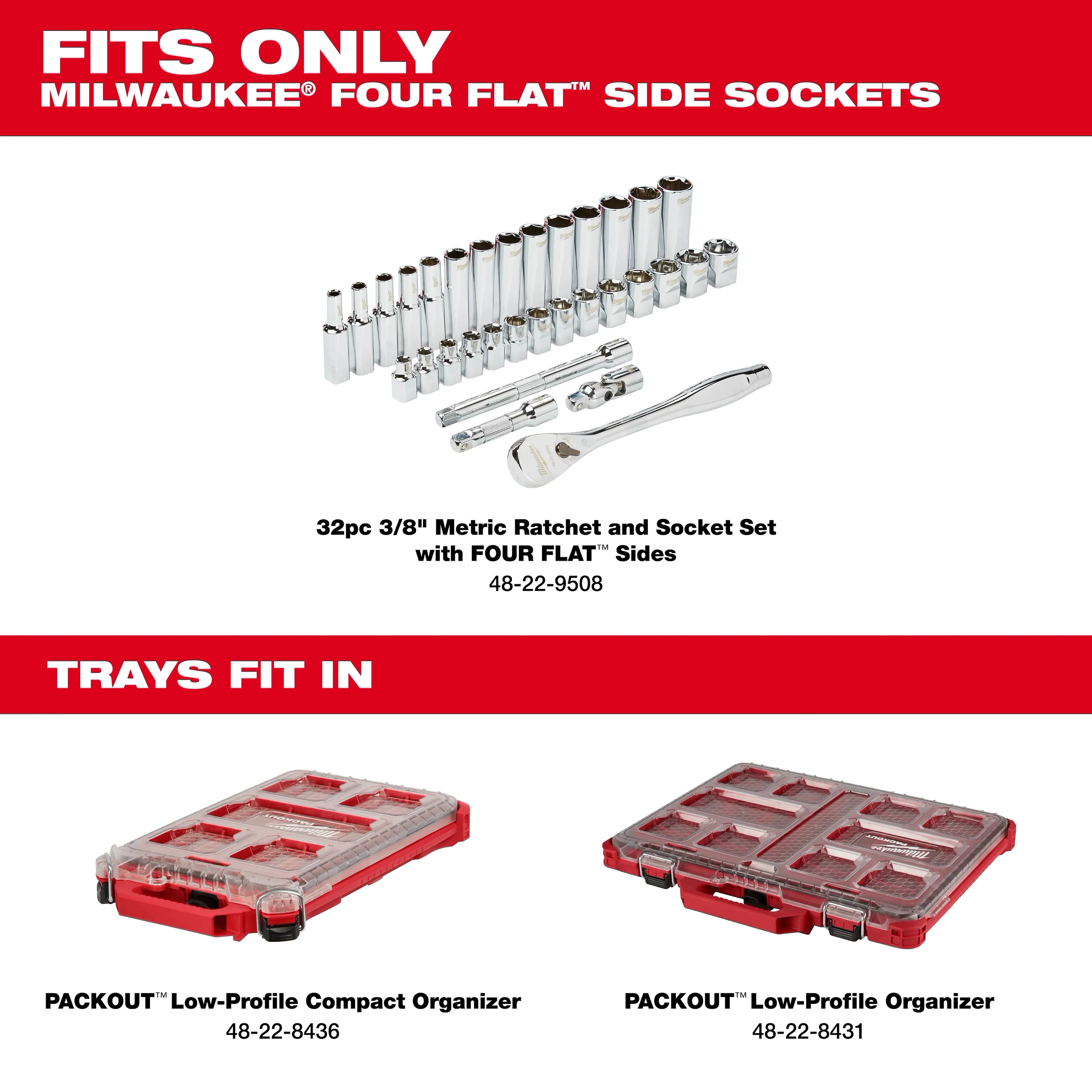 Milwaukee 48-22-9482T 32pc 3/8 in. Socket Tray - M - Ace Tool Group - Milwaukee