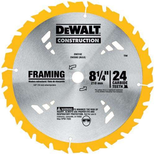 Dewalt Dw3192 Construction 7-1/4" 18T Thin Kerf Saw Blade (5 Pack) - Ace Tool Group - DeWalt