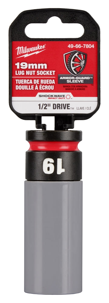 Milwaukee 49-66-7804 SHOCKWAVE Impact Duty 1/2 Drive 19MM Metric Lug Nut Wheel Socket - Ace Tool Group - Milwaukee