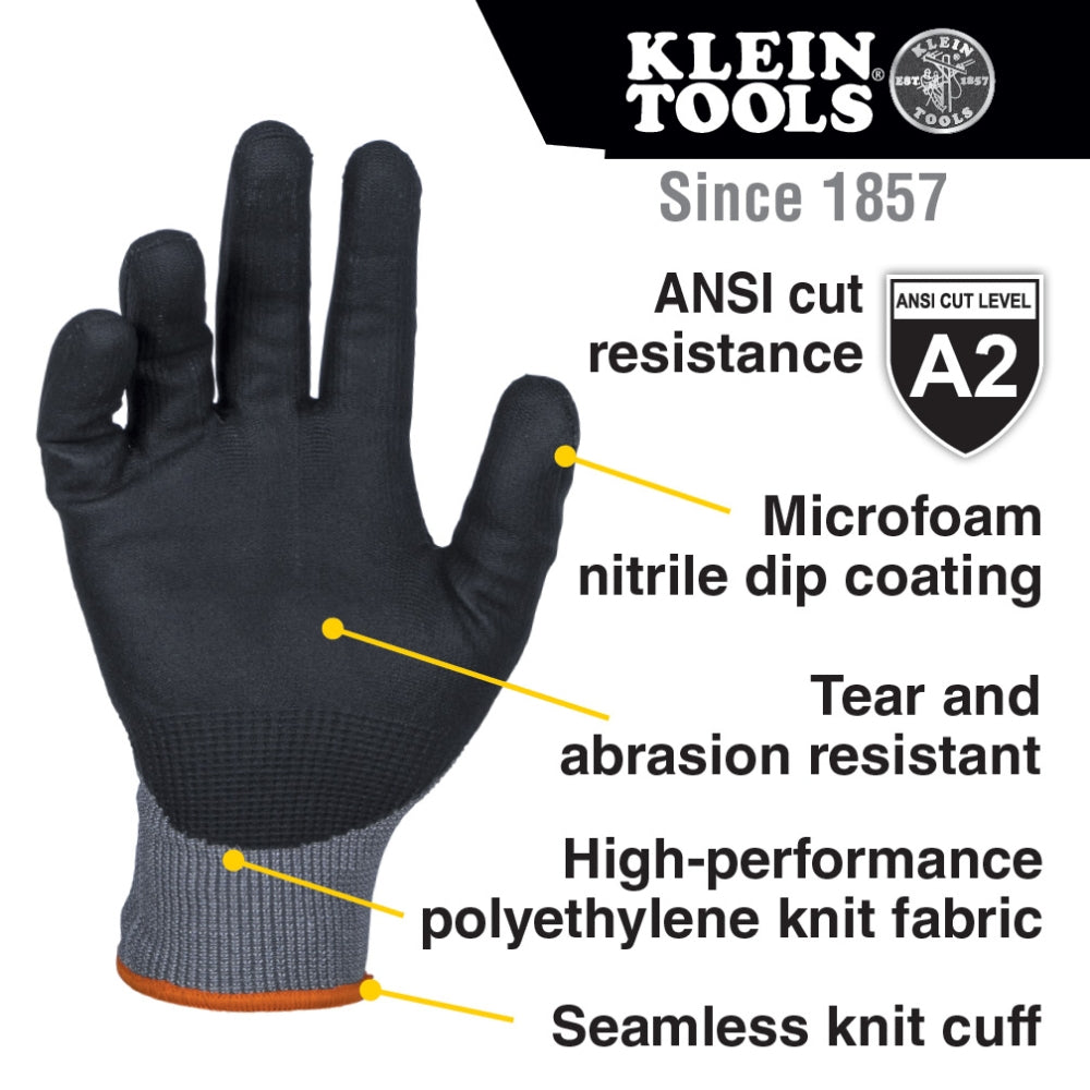Klein 60586 A2Cut Knit Dipped Gloves, XL, 2-Pr - Ace Tool Group - Klein