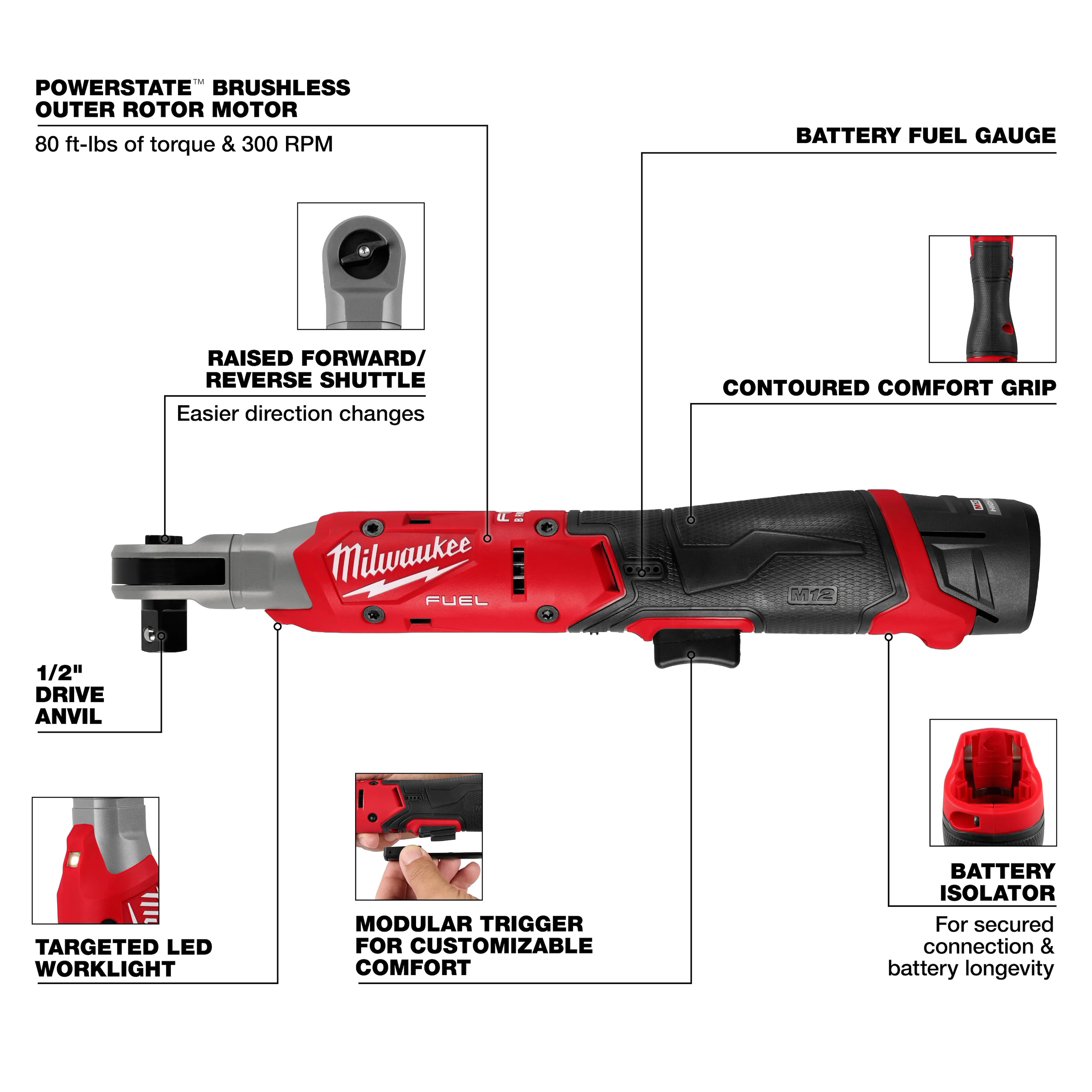 Milwaukee 3054-21 M12 FUEL™ 1/2" Ratchet Kit