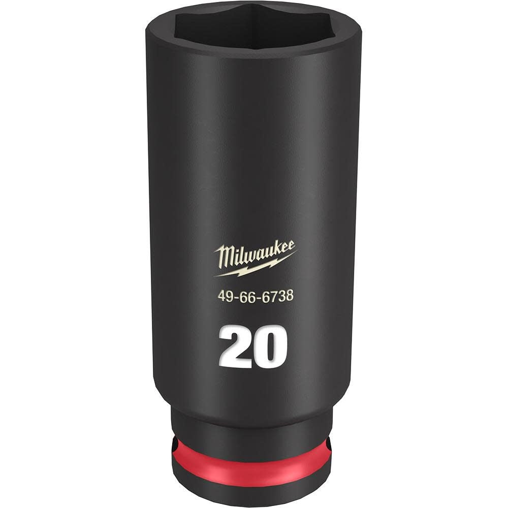 Milwaukee 49-66-6738 SHOCKWAVE Impact Duty  3/8"Drive 20MM Deep 6 Point Socket - Ace Tool Group - Milwaukee