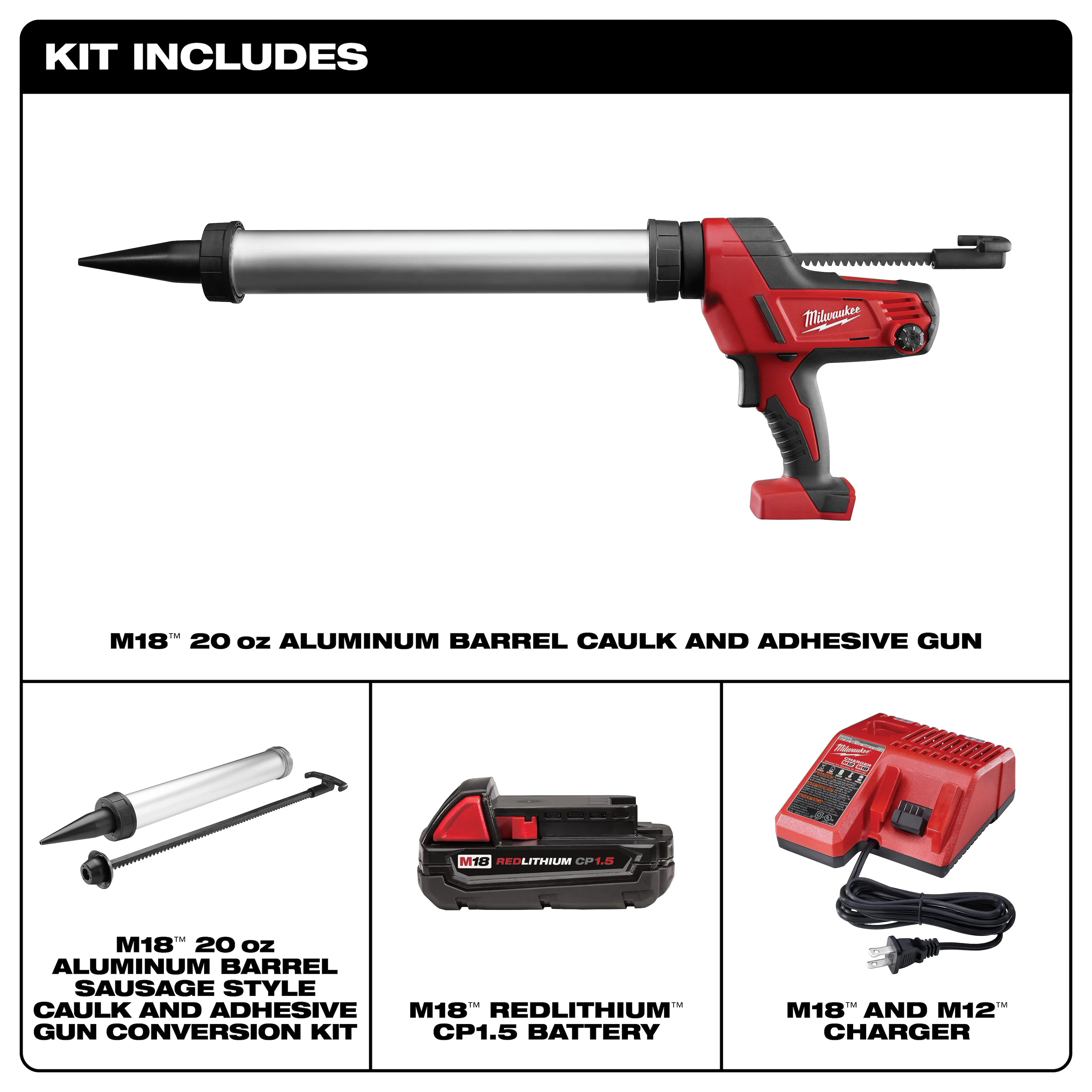 Milwaukee 2642-21CT M18 SAUSAGE CAULK GUN COMPACT KIT - Ace Tool Group - Milwaukee