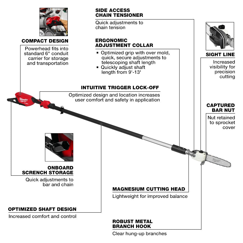 Milwaukee 3013-20 FUEL Telescoping Pole Saw - Ace Tool Group - Milwaukee