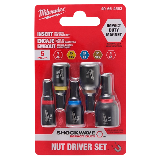 Milwaukee 49-66-4563 SHOCKWAVE Insert Nut Driver Set (5 PC) - Ace Tool Group - Milwaukee
