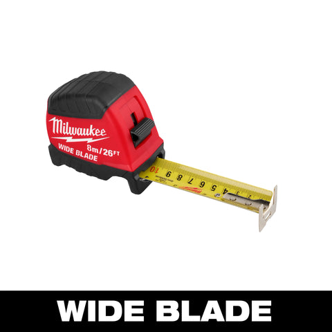 Milwaukee 48-22-1226 8m/26ft Wide Blade Tape Measure 6 Pack - Ace Tool Group - Milwaukee