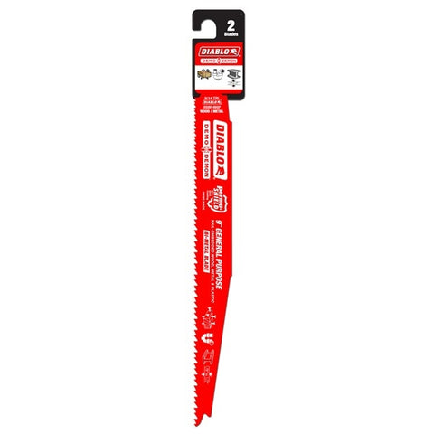 Diablo Tools 9 In. Bi-Metal Recip Blade For Nail-Embedded Wood, Metal, And Plastic (2-Pack) - Ace Tool Group - Diablo