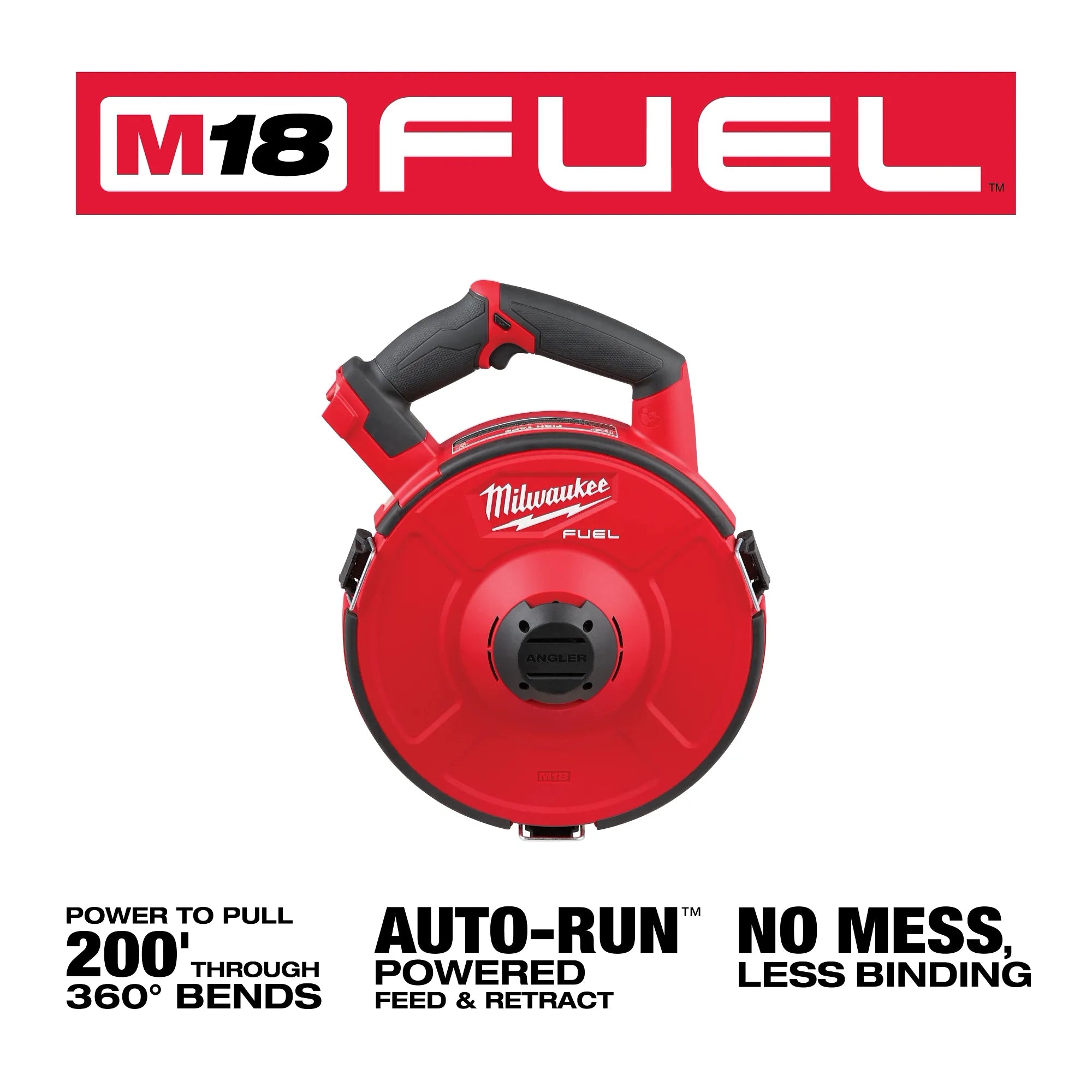 Milwaukee 2873A-22 M18 FUEL Angler 120' Steel Pulling Fish Tape Kit - Ace Tool Group - Milwaukee