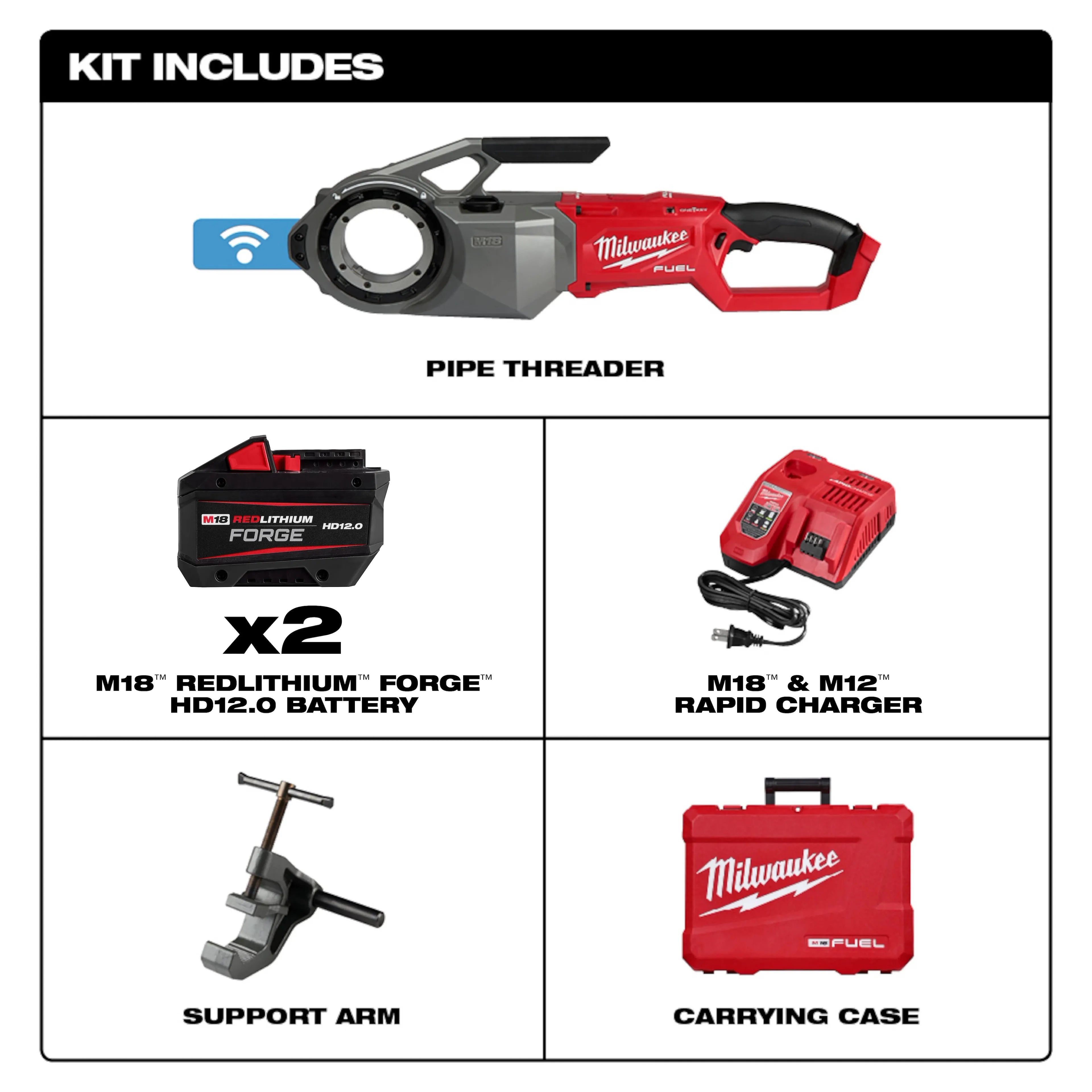 Milwaukee 2874-22HD M18 FUEL Pipe Threader w/ ONE-KEY Kit - Ace Tool Group - Milwaukee