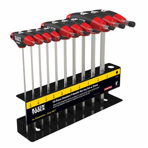 Klein Tools JTH910E 10 pc SAE Journeyman T- Handle Set with Stand - Ace Tool Group - Klein