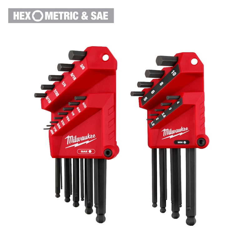 Milwaukee 22-Key Ball End L-Key Set - SAE/Metric