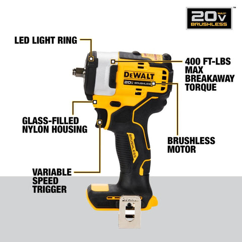 Dewalt Dcf913B 20V 3/8 In. Impact Wrench, Hog Ring - Ace Tool Group - DeWalt