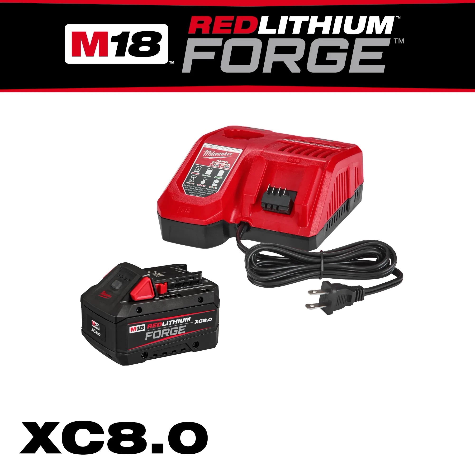 Milwaukee 48-59-1881F M18™ REDLITHIUM™ FORGE™ XC8.0 Dual Battery Starter Kit - Ace Tool Group - Milwaukee
