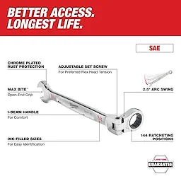 Milwaukee 48-22-9429 7pc Flex Head Ratcheting Wrench Set - SAE - Ace Tool Group - Milwaukee