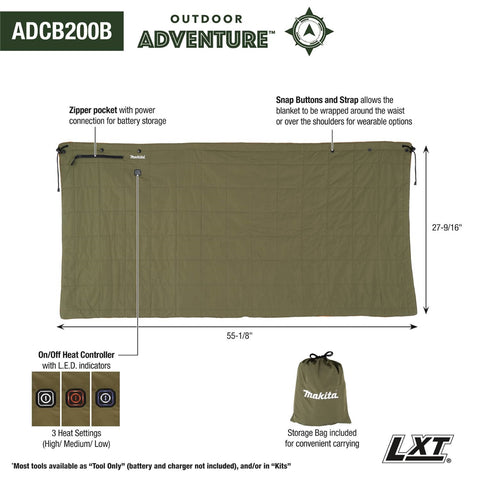 Makita ADCB200B Outdoor AdventureÃ¢â€žÂ¢ Heated Blanket - Ace Tool Group - Makita
