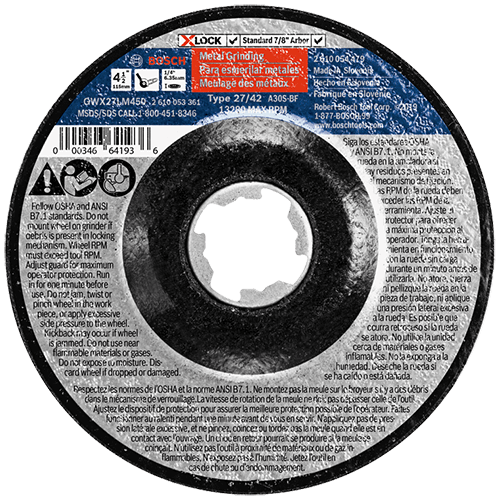 Bosch GWX27LM450 X-Lock 4.5 x 1/4 Abrasive Wheel - Ace Tool Group - Bosch