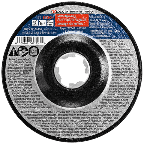 Bosch GWX27LM450 X-Lock 4.5 x 1/4 Abrasive Wheel - Ace Tool Group - Bosch