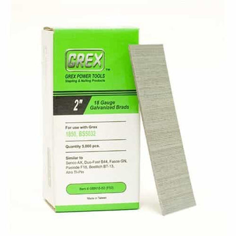 Grex GBN18-50 18 Gauge 2-Inch Brad Nails 5000 ct. - Ace Tool Group - Grex