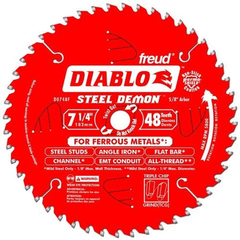 Diablo Tools 7-1/4" X 48-Teeth Steel Demon Cermet Ii Saw Blade For Medium Metal - Ace Tool Group - Diablo