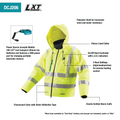 Makita DCJ206Z 18V LXT® Lithium-Ion Cordless High Visibility Heated Jacket - Ace Tool Group - Makita