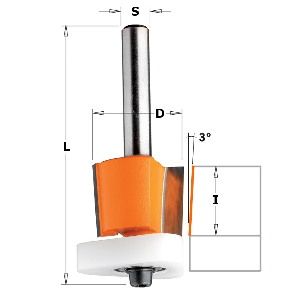 CMT 807.128.11 3-in-I Flush Trim Bit for MDF & Laminates, 1/4-Inch Shank, 1/2-Inch Cutting Length - Ace Tool Group - CMT