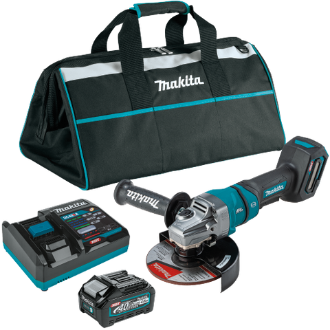 Makita 40V max XGT Brushless Cordless 4-1/2 / 6" Paddle Switch Angle Grinder Kit, electric brake, no lock-off, lock-on, bag, with one battery (4.0Ah) - Ace Tool Group - Makita