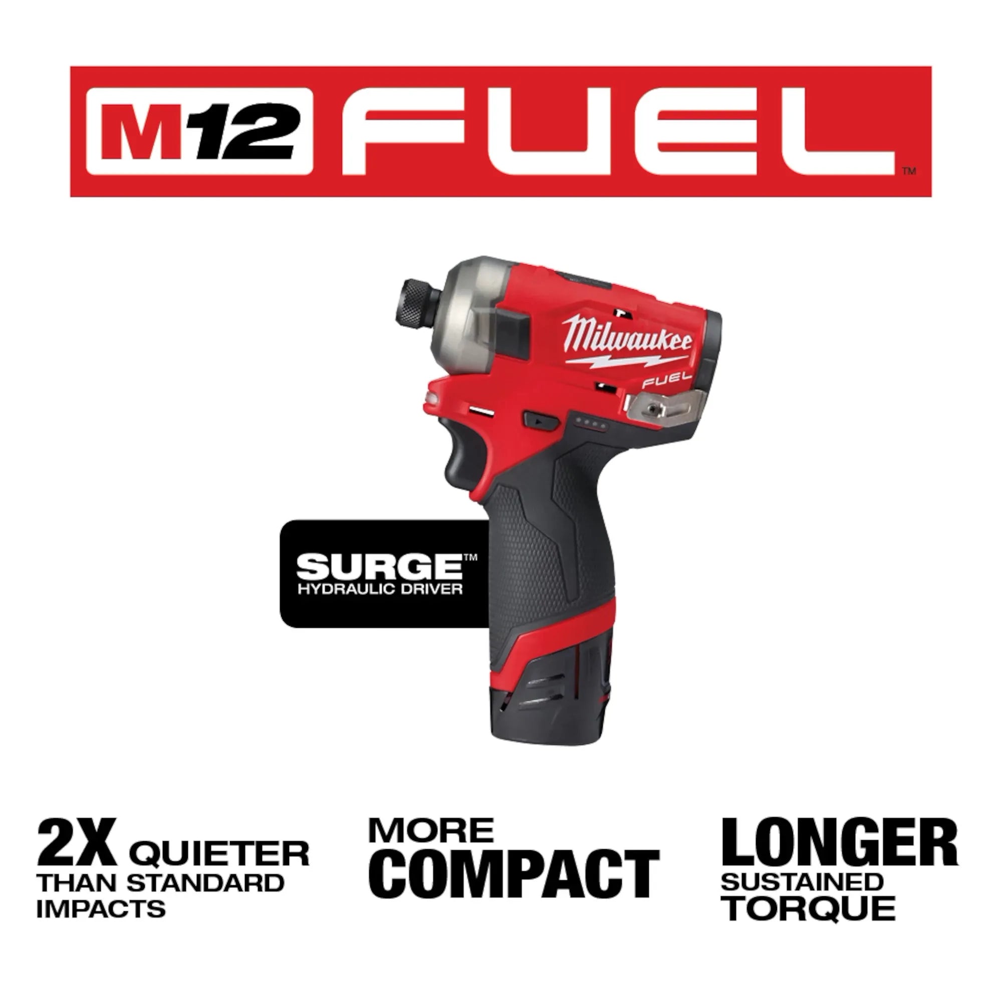 Milwaukee 2551-22 M12 FUEL SURGE 1/4" Hex Hydraulic Driver 2 Battery Kit - Ace Tool Group - Milwaukee