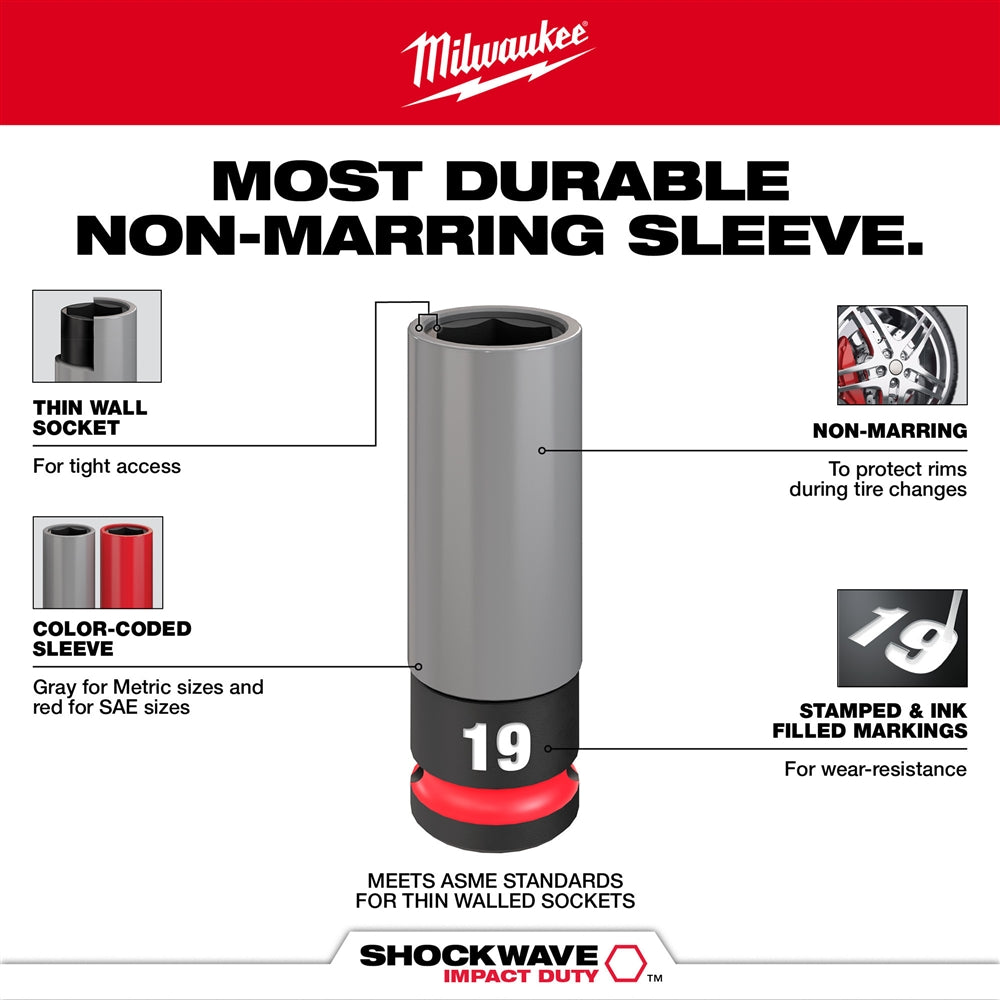 Milwaukee 49-66-7808 SHOCKWAVE Impact Duty 1/2 Drive 23MM Metric Lug Nut Wheel Socket - Ace Tool Group - Milwaukee