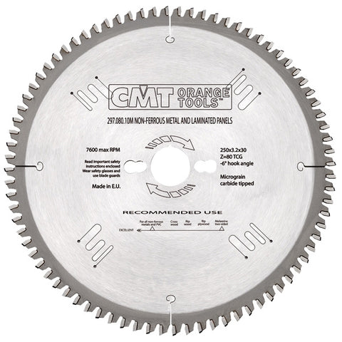 CMT 296.210.64M Non-Ferrous Metal, PVC & Melamine Blade, 8-1/4-Inch X 64 Teeth TCG Grind with 30mm Bore - Ace Tool Group - CMT