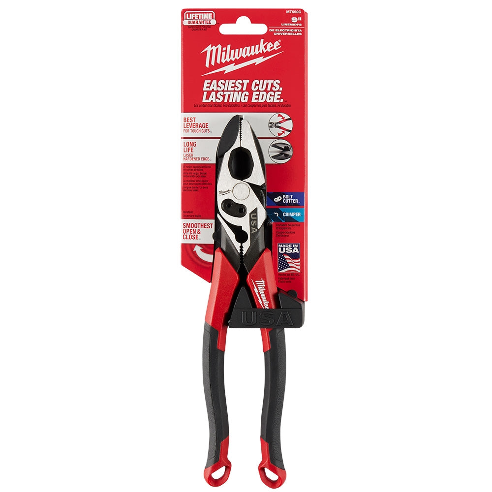 Milwaukee MT550C 9" Lineman's Comfort Grip Pliers - Ace Tool Group - Milwaukee