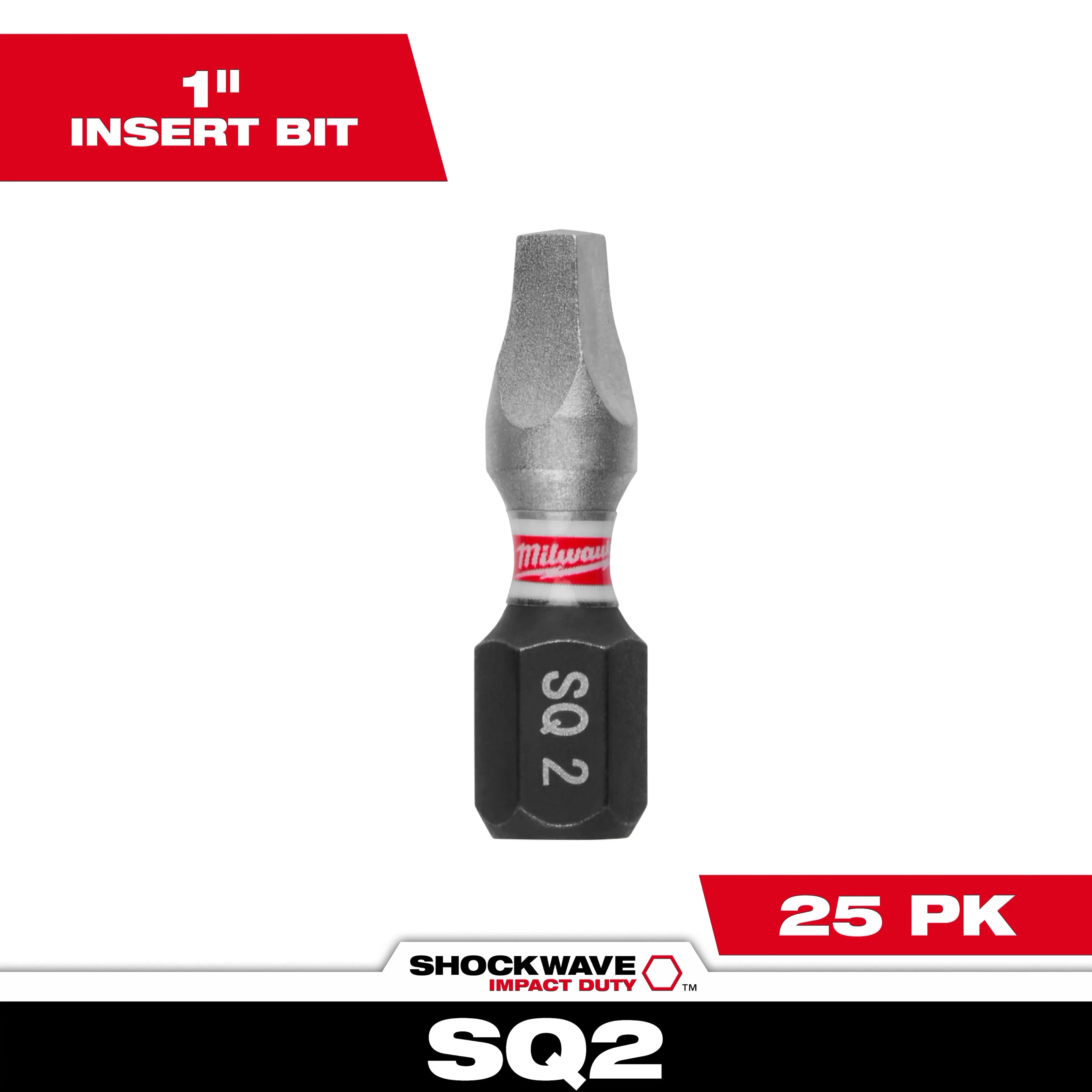 Milwaukee 48-32-4722 Shockwave Insert Bit Sq Recess #2 - Bulk (25) - Ace Tool Group - Milwaukee