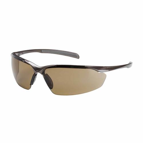 PIP 250-33-1024 Commander Eyewear, Brown Polycarbonate Lens, Anti-Scratch And Anti-Fog, Semi-Rimless, Gloss Bronze Frame, Non-Slip Nose And -12 Pack - Ace Tool Group - Protective Industrial Products