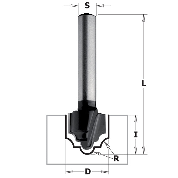CMT 84805 Contractor Plunge Ogee Bit, 1-2-inch Diameter, 3/32-inch Radius, 1/4-inch Shank - Ace Tool Group - CMT