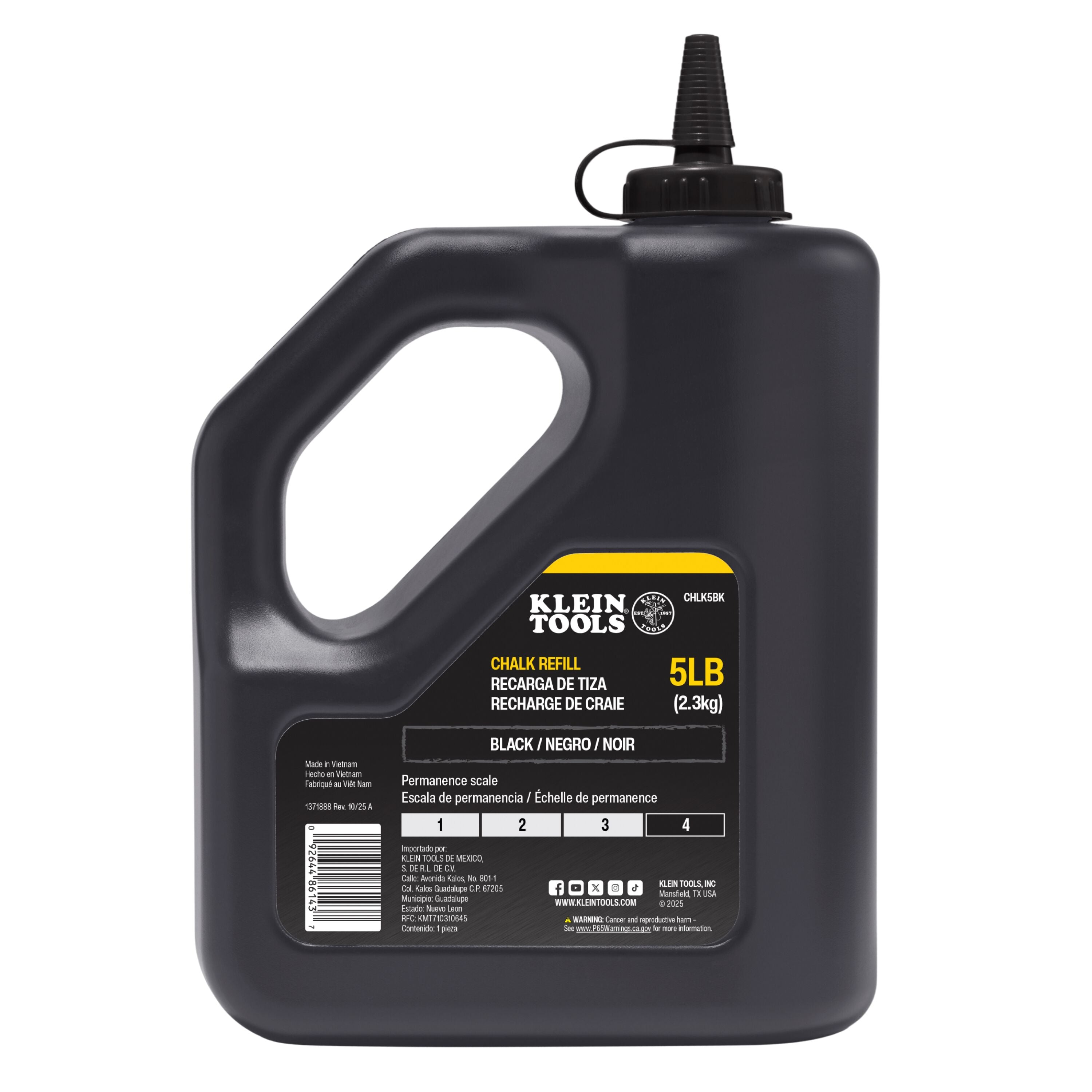 Klein CHLK5BK Chalk Refill, Black, 5-Pound