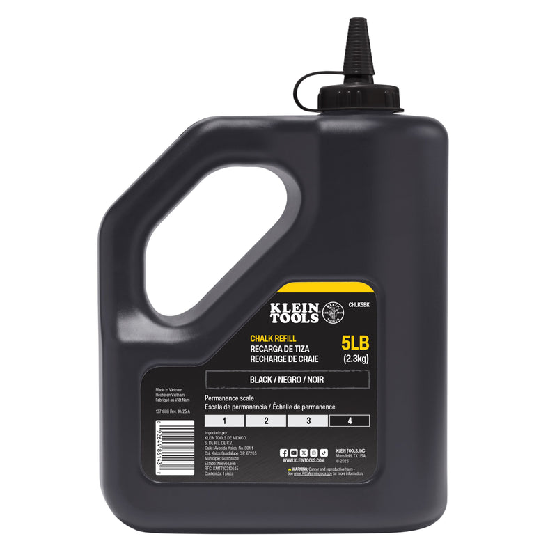 Klein CHLK5BK Chalk Refill, Black, 5-Pound