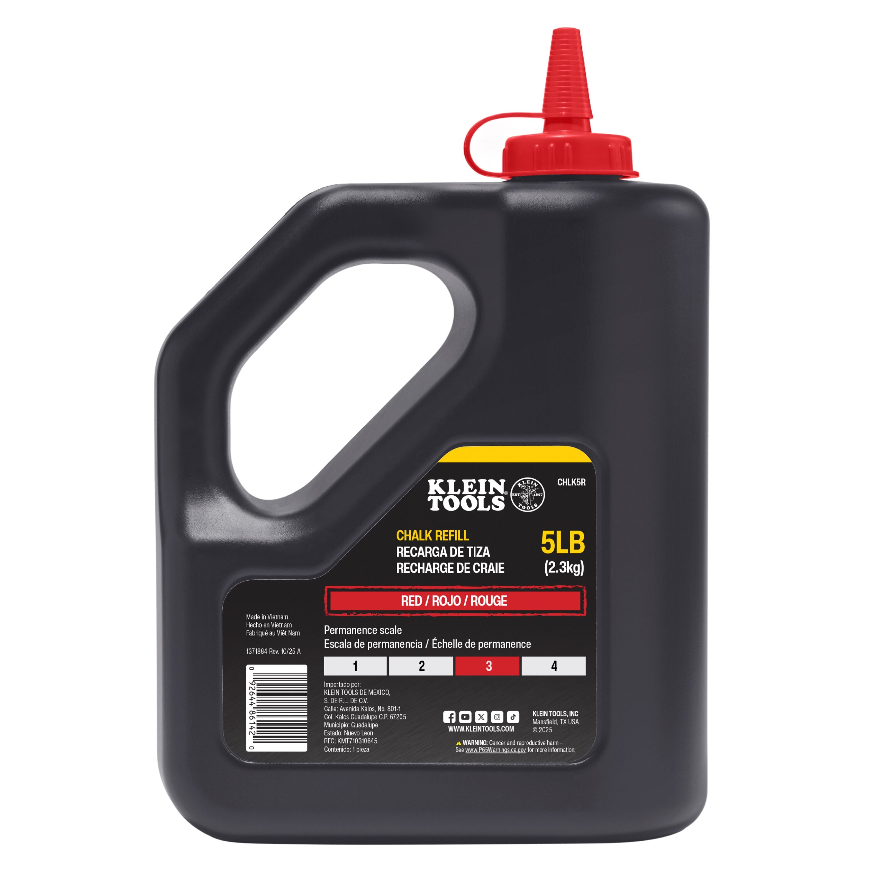 Klein CHLK5R Chalk Refill, Red, 5-Pound