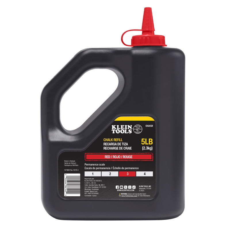 Klein CHLK5R Chalk Refill, Red, 5-Pound