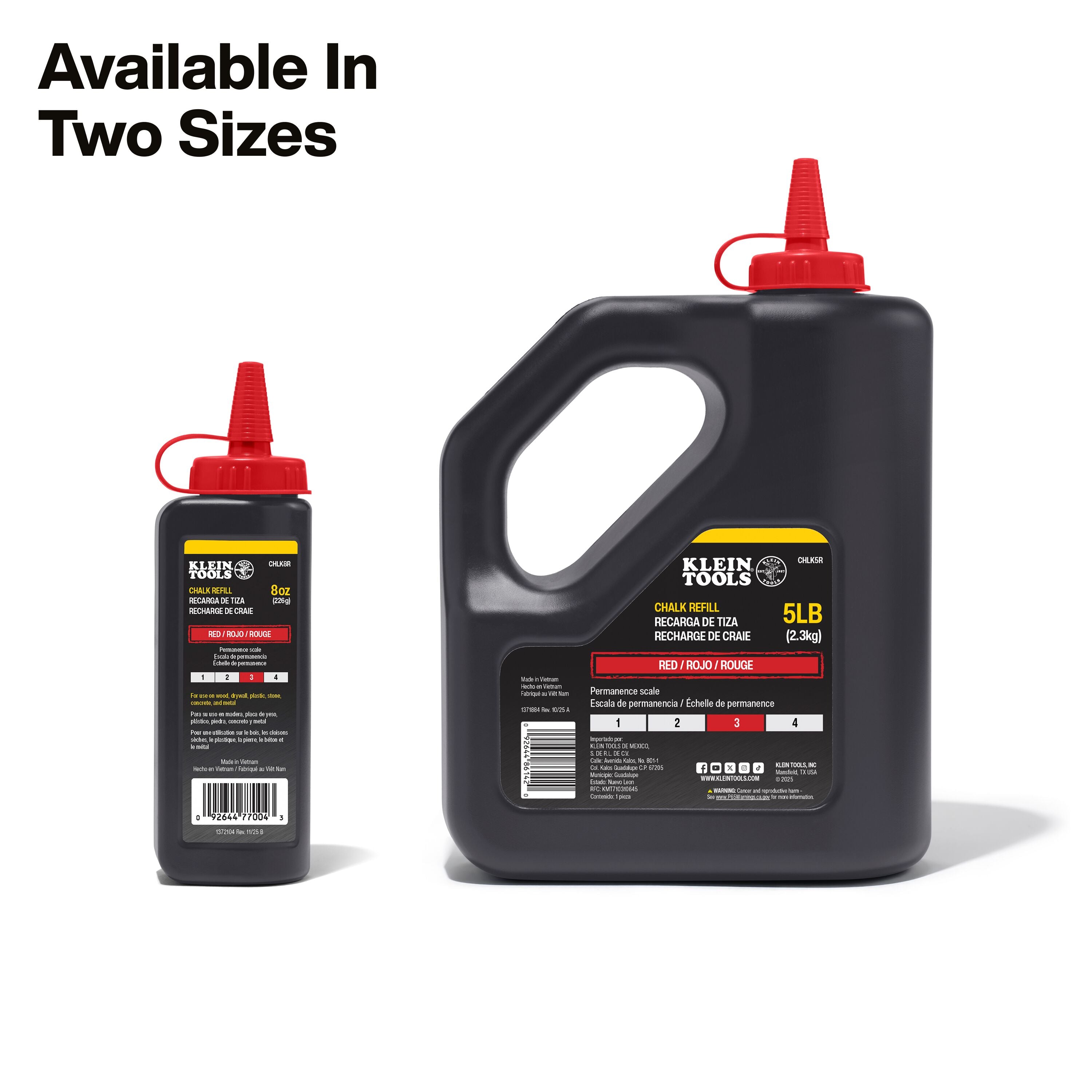 Klein CHLK8R Chalk Refill, Red, 8-Ounce