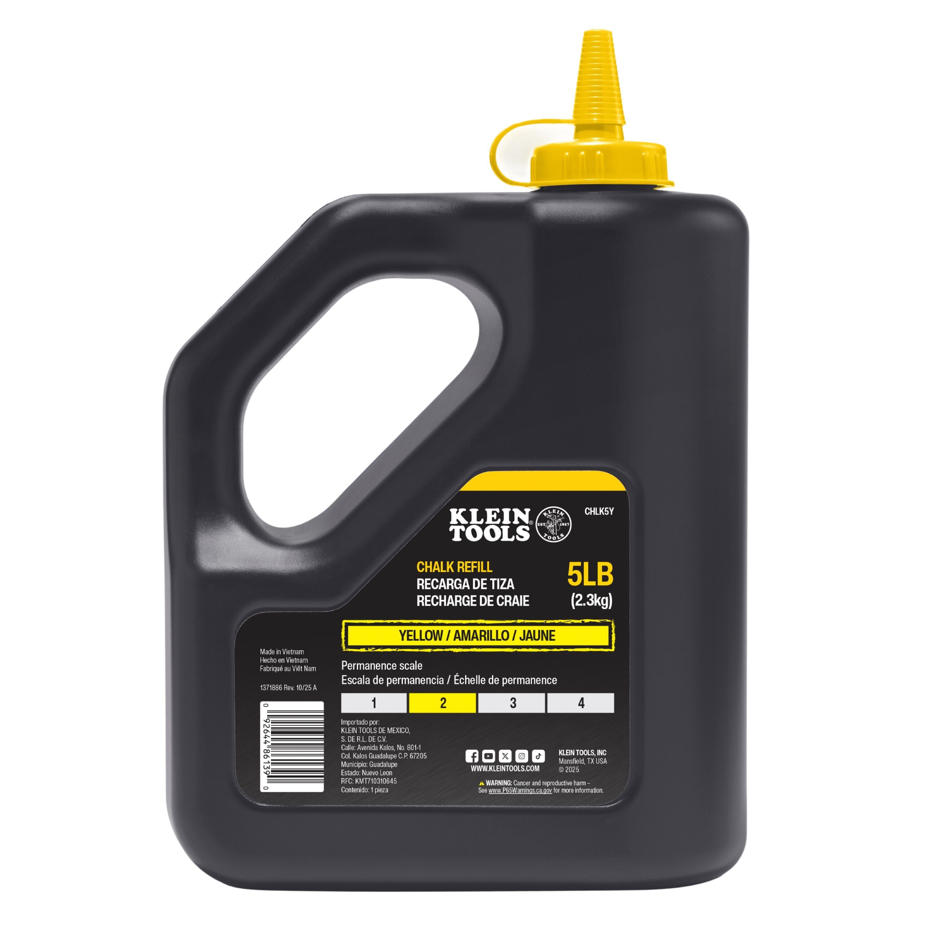 Klein CHLK5Y Chalk Refill, Yellow, 5-Pound