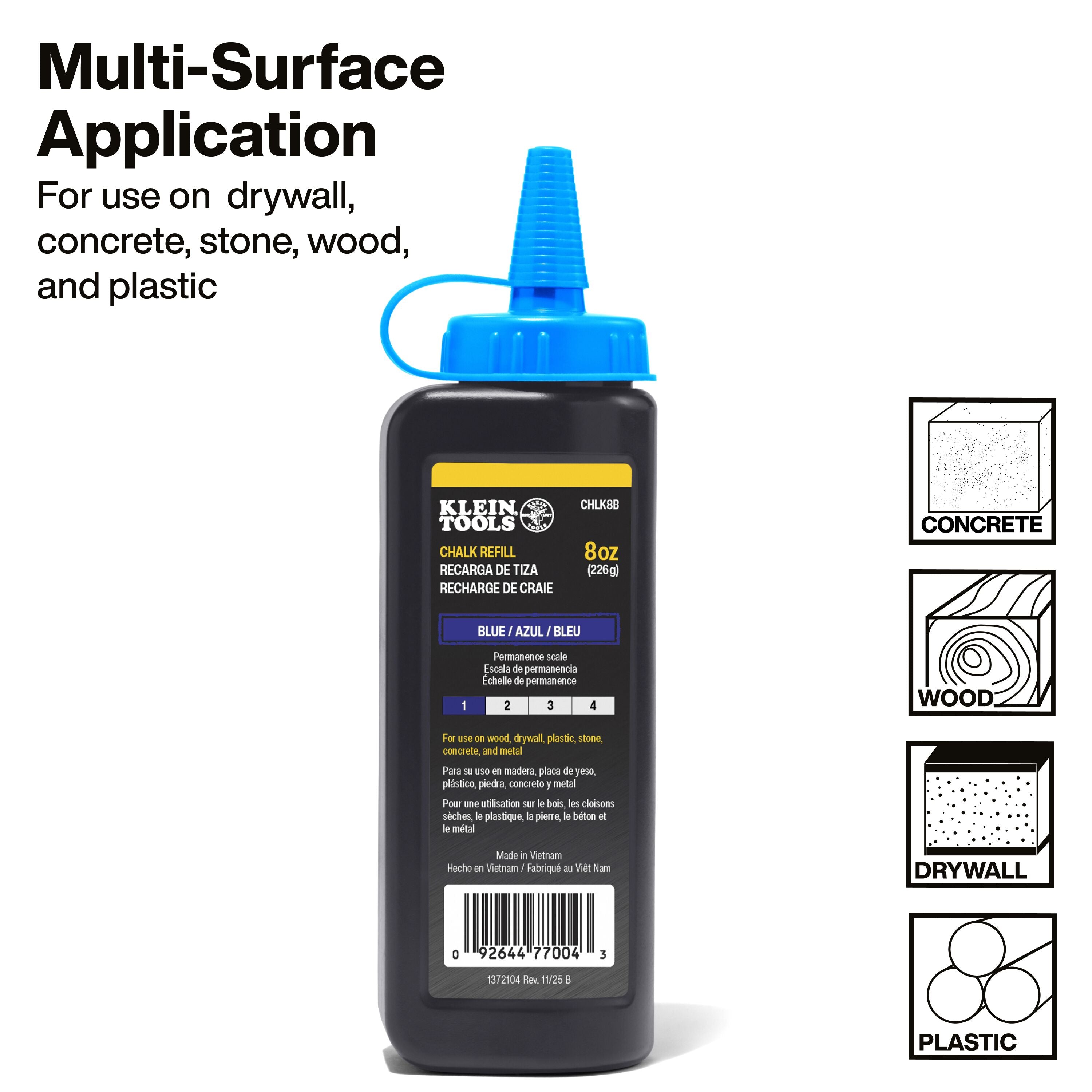 Klein CHLK8B Chalk Refill, Blue, 8-Ounce