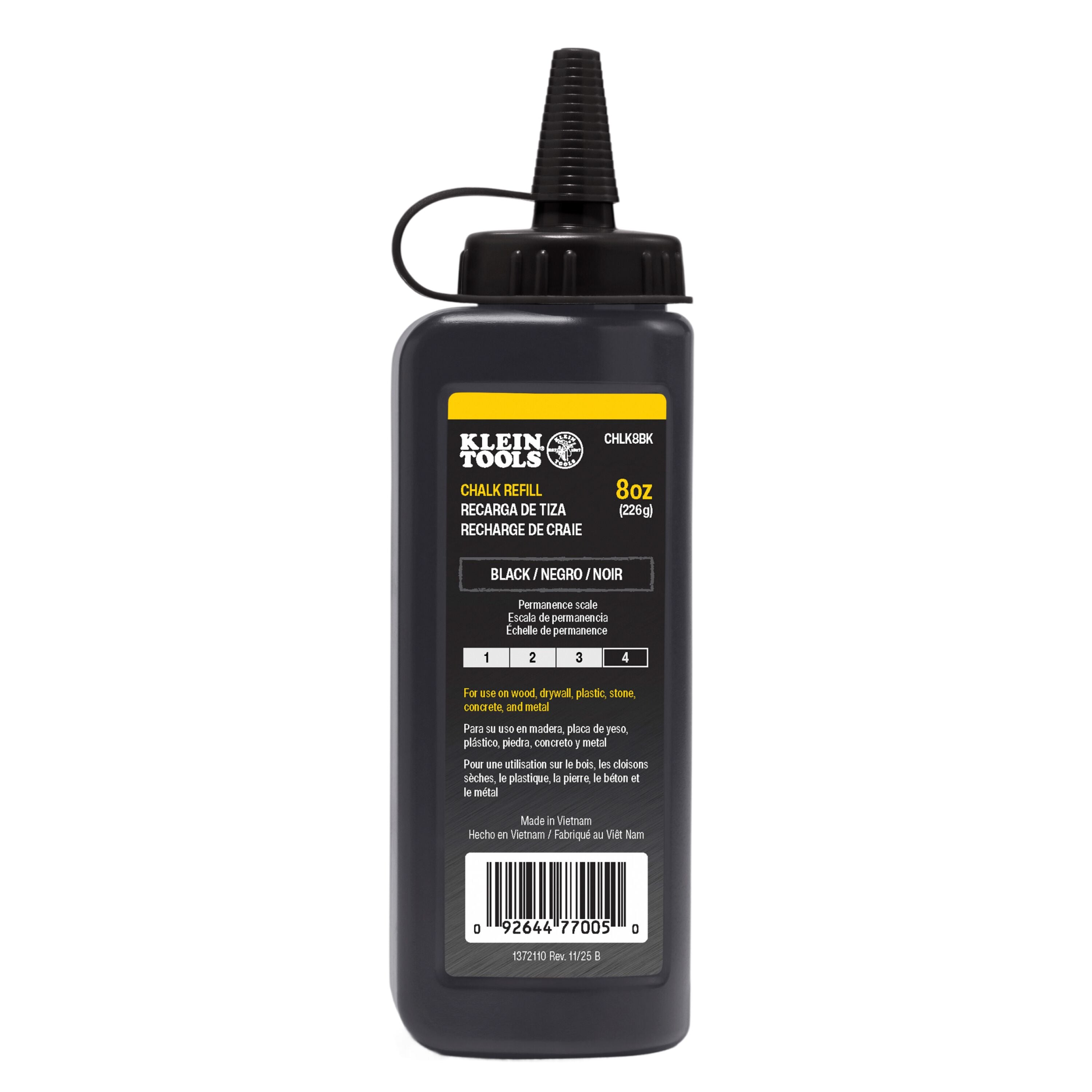 Klein CHLK8BK Chalk Refill, Black, 8-Ounce