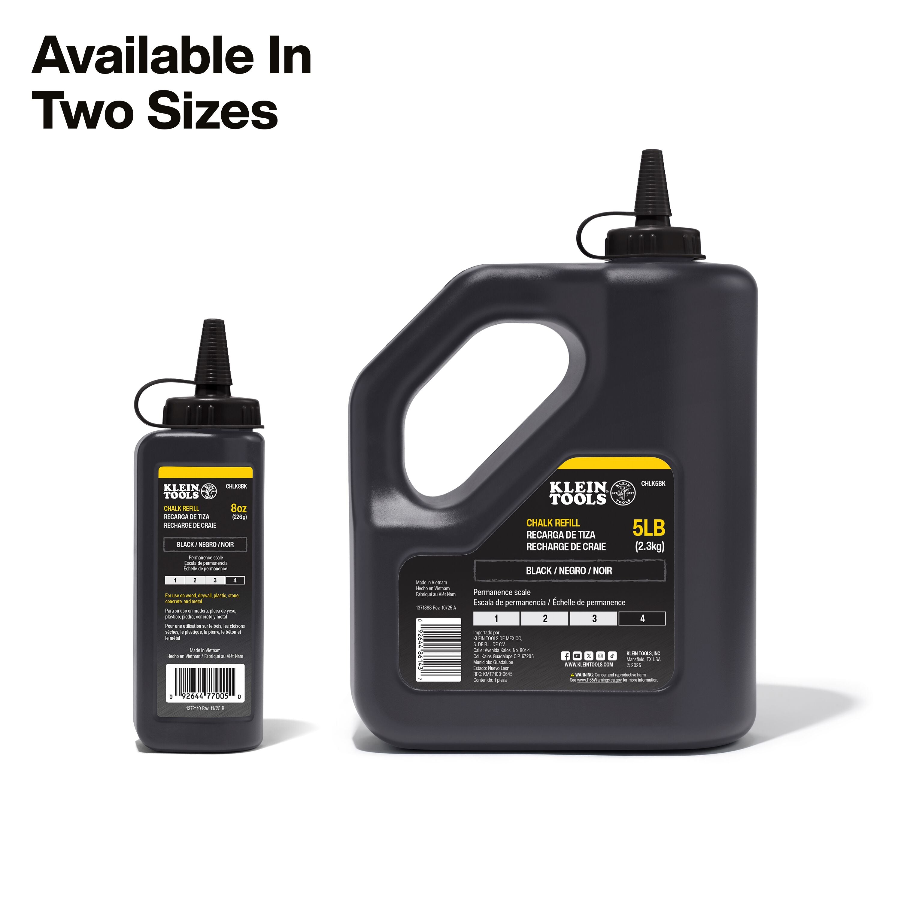 Klein CHLK8BK Chalk Refill, Black, 8-Ounce