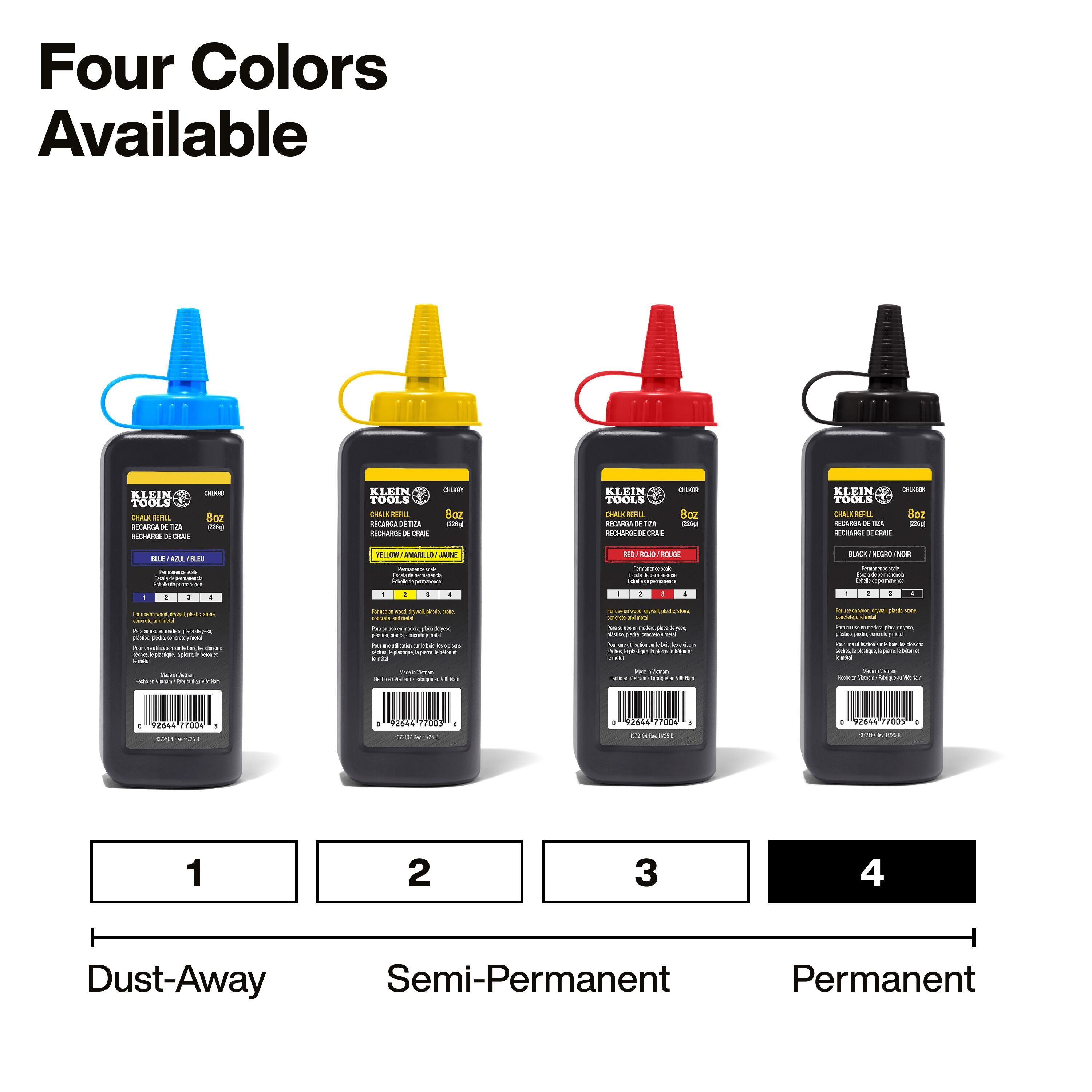 Klein CHLK8BK Chalk Refill, Black, 8-Ounce