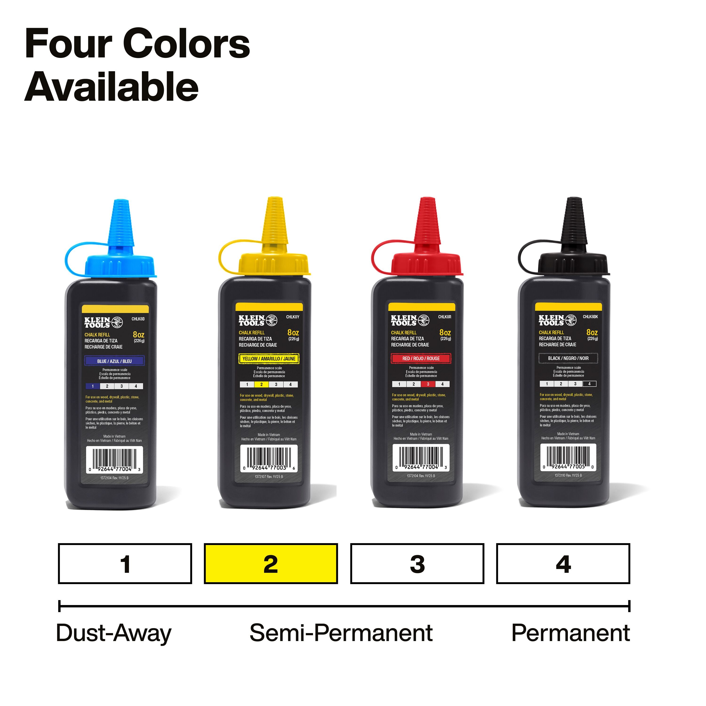 Klein CHLK8Y Chalk Refill, Yellow, 8-Ounce