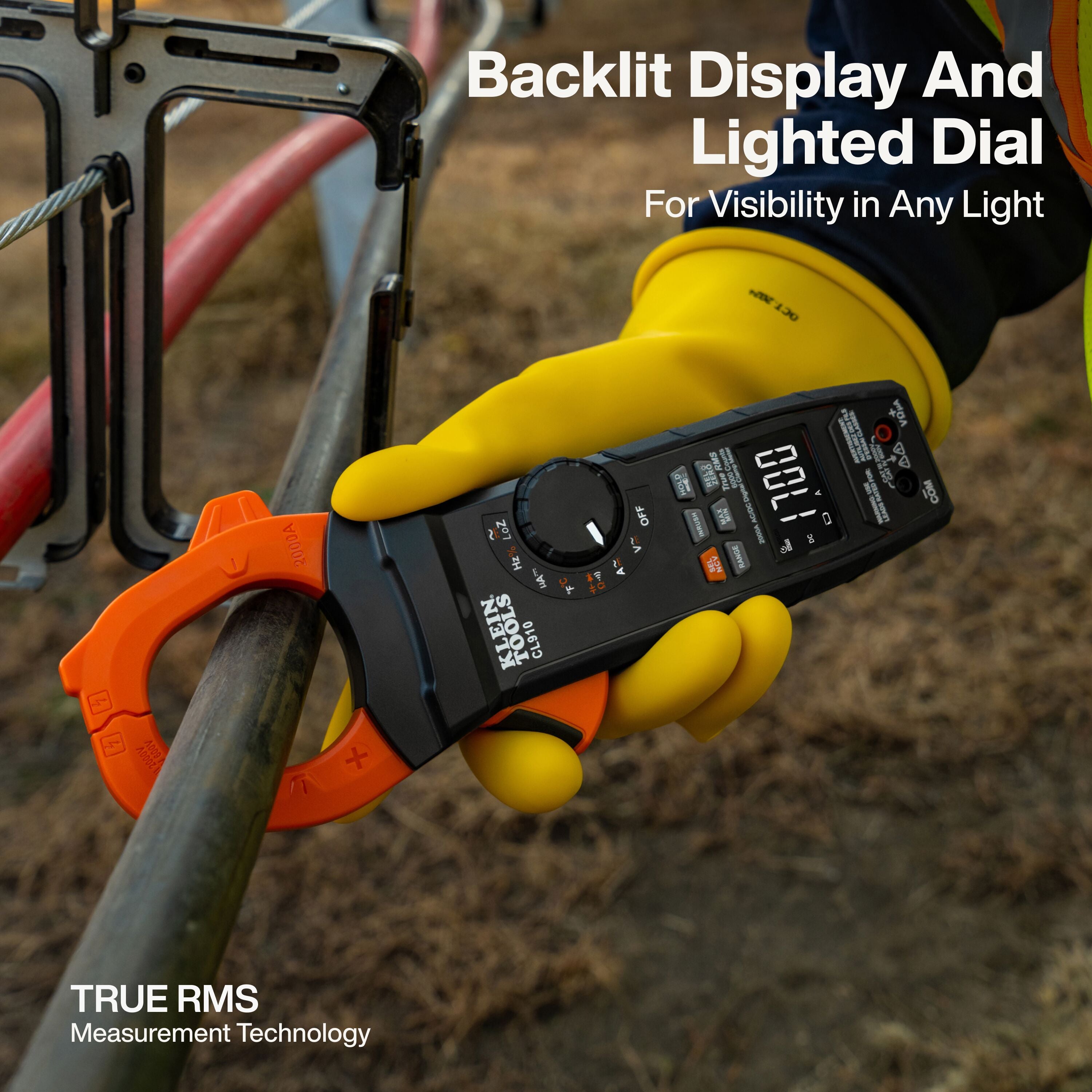 Klein KLE-CL910 2000A AC/DC Auto-Ranging TRMS Clamp Meter with Worklight - Ace Tool Group - Klein Tools