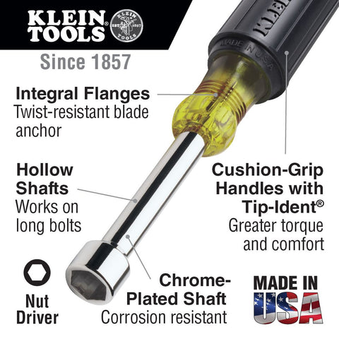 Klein 630-1/2 1/2 in. Nut Driver, 3 in. Shaft, Cushion-Grip - Ace Tool Group - Klein