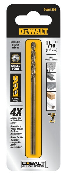 Dewalt Dwa1204 - 1/6" Cobalt Drill Split Point 5 - Ace Tool Group - DeWalt