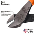Klein Diagonal Cutting Pliers, High-Leverage, 6-Inch - Ace Tool Group - KLEIN